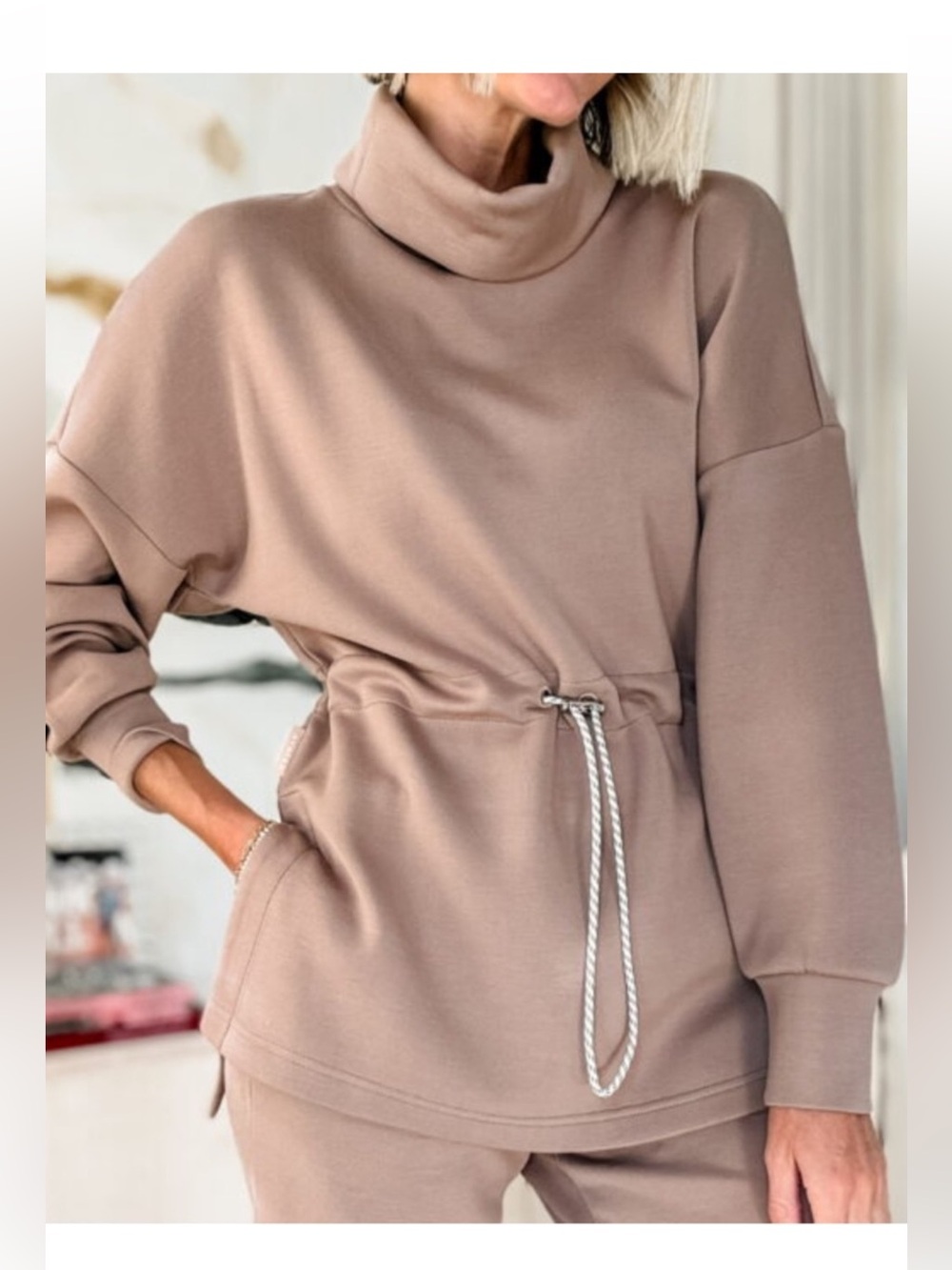 Varley Freya Sweat Drawstring Roll Neck Sweatshirt